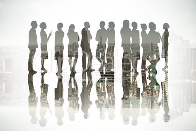 Composite image of many business people standing in a line