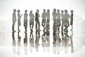 Composite image of many business people standing in a line