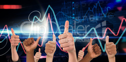 Composite image of hands showing thumbs up