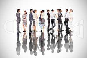 Composite image of many business people standing in a line