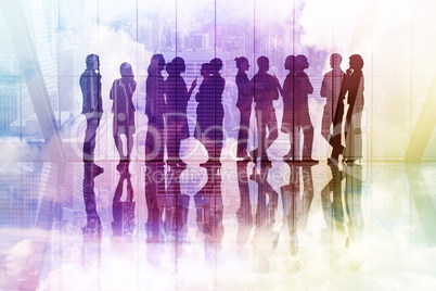 Composite image of many business people standing in a line