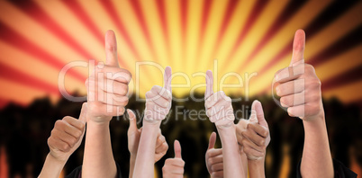 Composite image of hands showing thumbs up