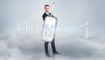 Composite image of corporate warrior