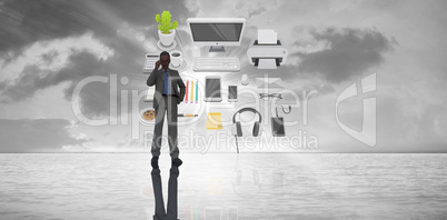 Composite image of businessman on phone