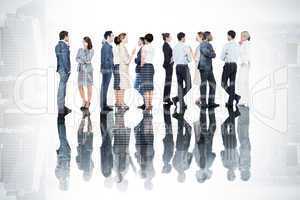 Composite image of many business people standing in a line