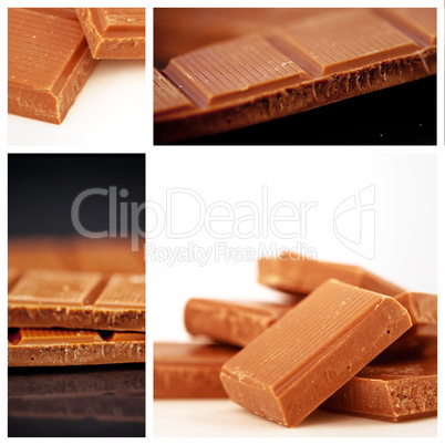 Composite image of two pieces of milk chocolate