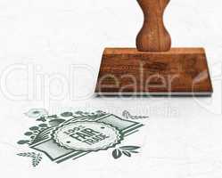 Composite image of wooden stamp