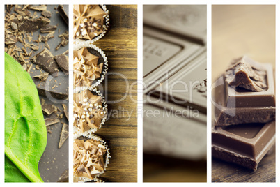 Composite image of chocolate and basil Composite image of chocolate and basil