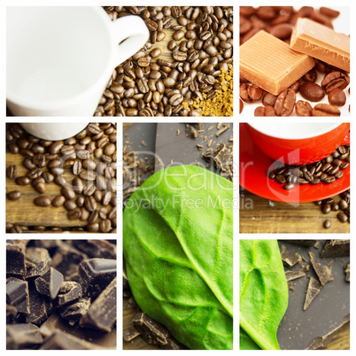 Composite image of coffee beans and cup