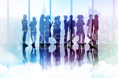 Composite image of many business people standing in a line