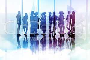 Composite image of many business people standing in a line