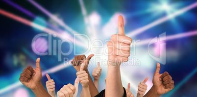 Composite image of hands showing thumbs up