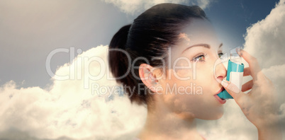 Composite image of blue sky with clouds