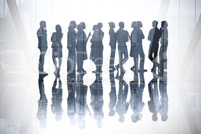 Composite image of many business people standing in a line