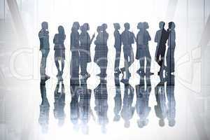 Composite image of many business people standing in a line