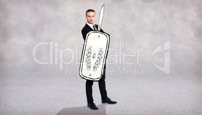 Composite image of corporate warrior