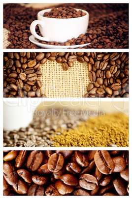 Composite image of morning coffee with beans