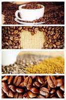 Composite image of morning coffee with beans