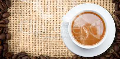 Composite image of white cup of tea
