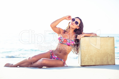 pretty brunette in swimsuit