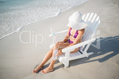 pretty brunette in swimsuit