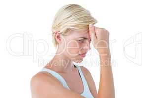 Attractive woman having headache