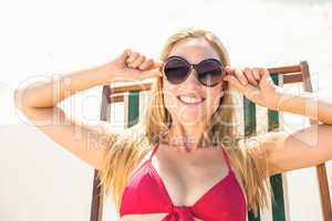 beautiful blonde woman on a sunny day