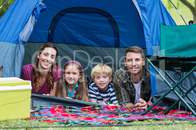 Happy family in the park together