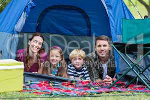 Happy family in the park together