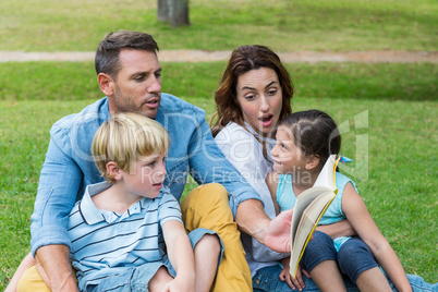 Happy family in the park together