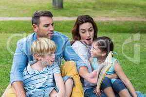 Happy family in the park together