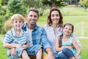 Happy family in the park together