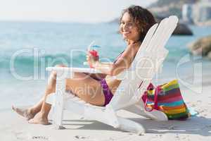 pretty brunette in swimsuit