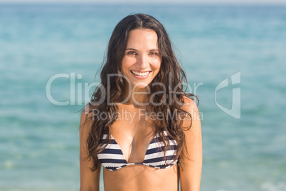 pretty brunette in swimsuit