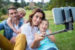 Happy family in the park together