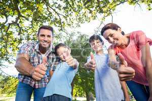 Happy family in the park together