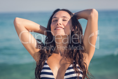 pretty brunette in swimsuit