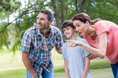 Happy family in the park together