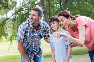 Happy family in the park together