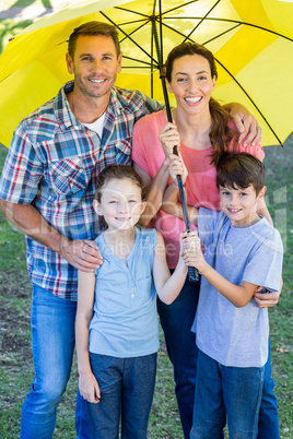 Happy family in the park together