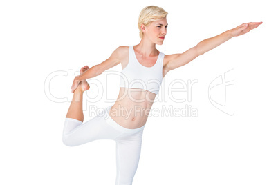 Fit woman stretching her leg