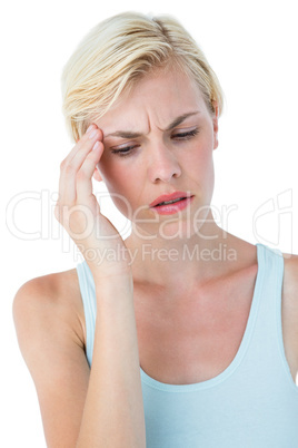 Attractive woman having headache