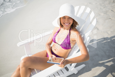 pretty brunette in swimsuit