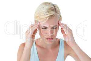 Attractive woman having headache