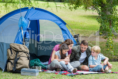 Happy family in the park together