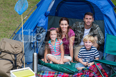 Happy family in the park together