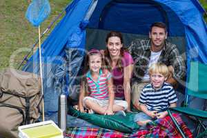 Happy family in the park together