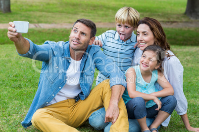 Happy family in the park together