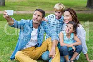 Happy family in the park together