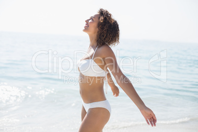 pretty brunette in swimsuit